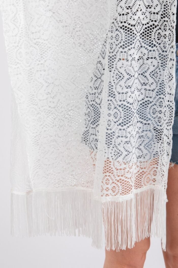 Flower pattern crochet lace tassel cover up - image 8