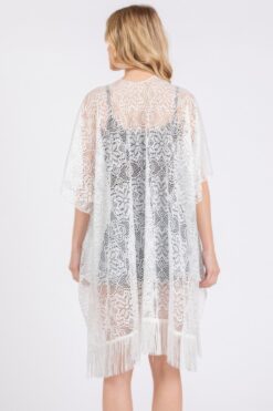 Flower Pattern Crochet Lace Tassel Cover Up