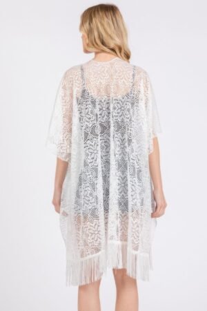 Flower Pattern Crochet Lace Tassel Cover Up