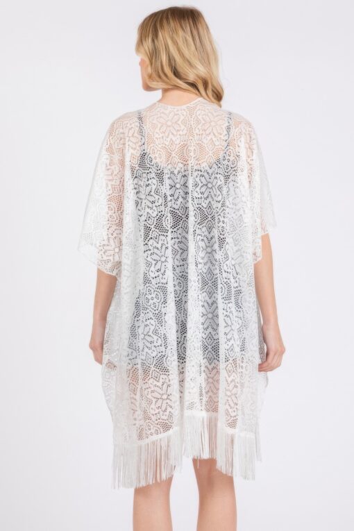 Flower Pattern Crochet Lace Tassel Cover Up - Image 9