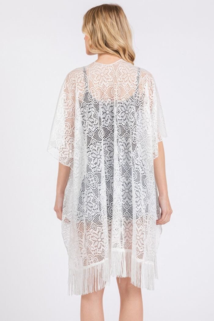 Flower pattern crochet lace tassel cover up - image 9