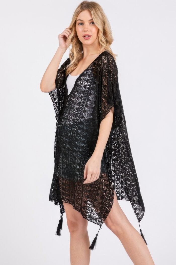 Crochet lace tassel cover up