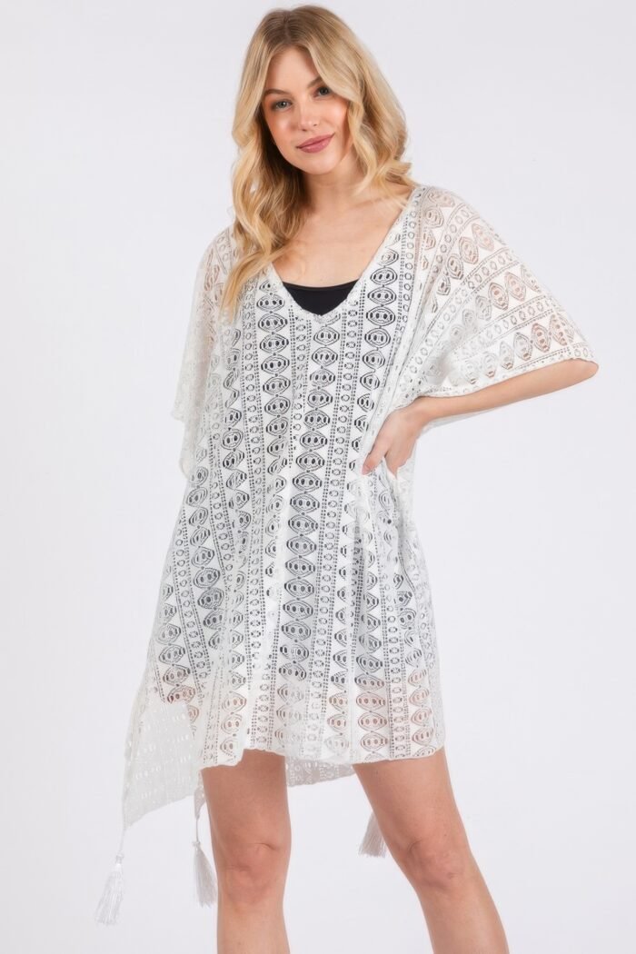 Crochet lace tassel cover up