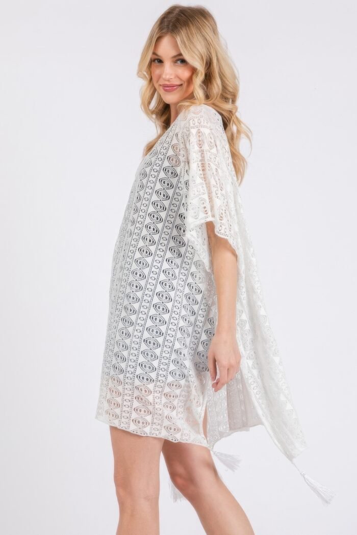 Crochet lace tassel cover up