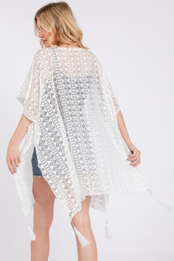 Crochet lace tassel cover up