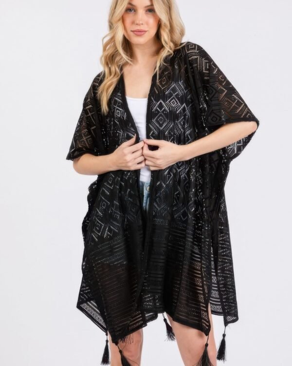 Geometric Pattern Tassel Cover Up