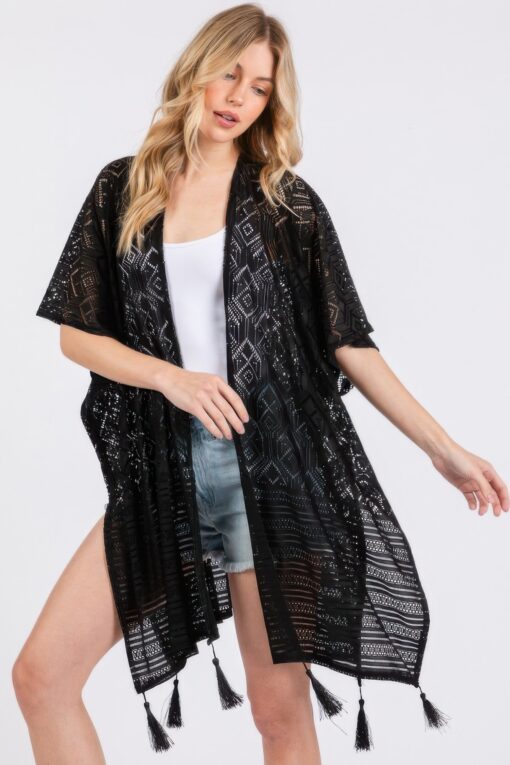 Geometric Pattern Tassel Cover Up - Image 2