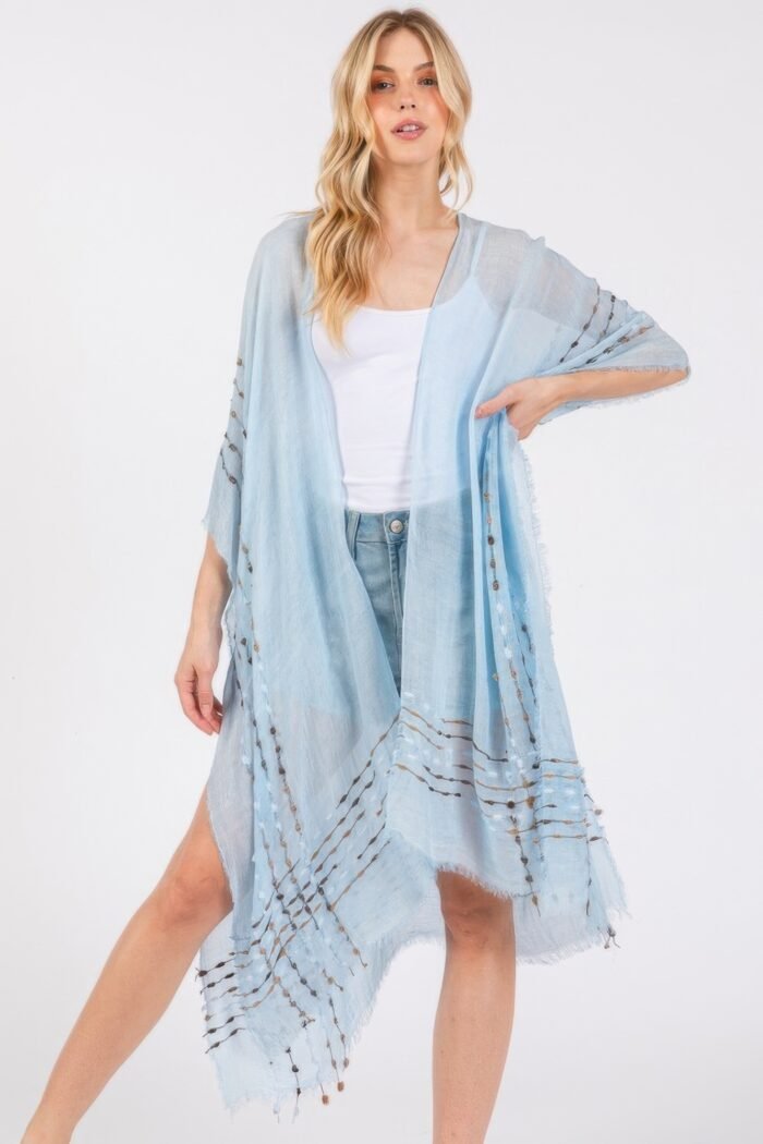 Colored stitch kimono