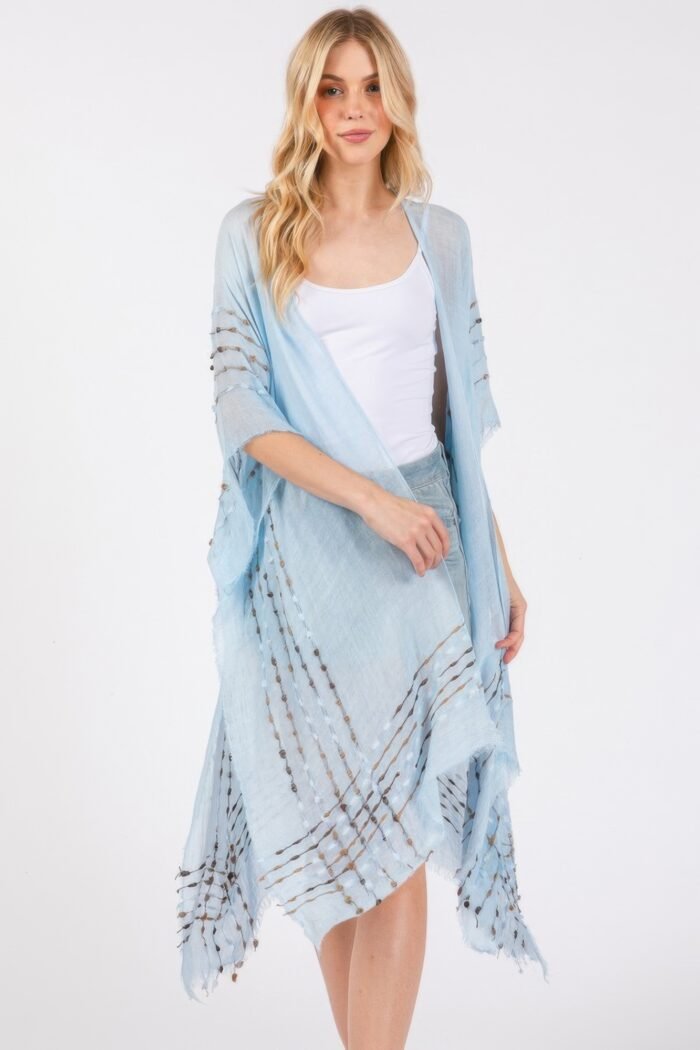 Colored stitch kimono
