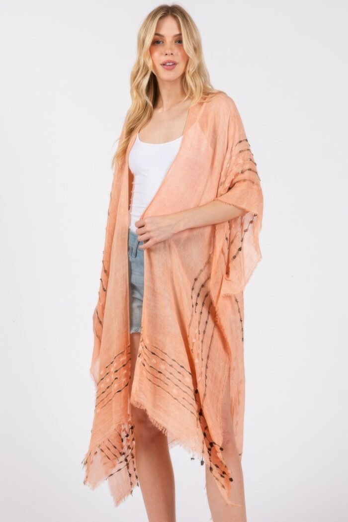 Colored stitch kimono