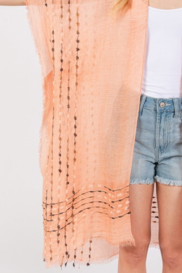 Colored stitch kimono