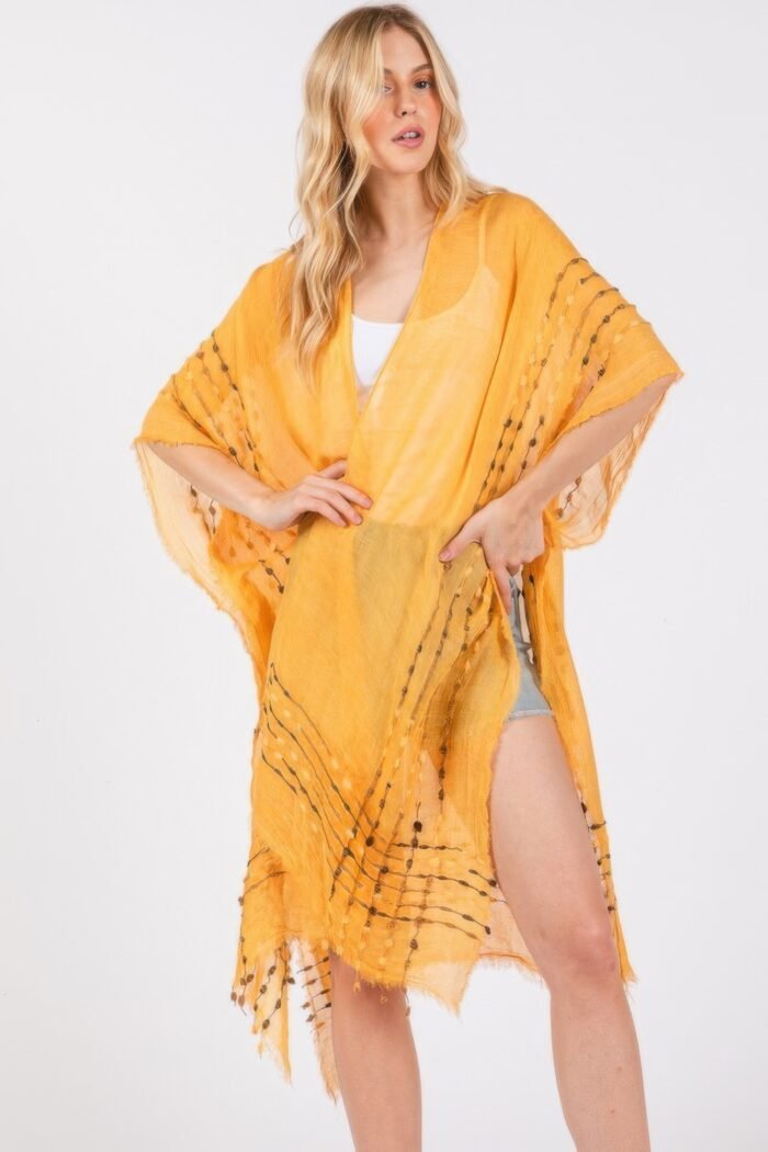 Colored stitch kimono