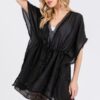 Crochet Trim And Front Drawstring Poncho