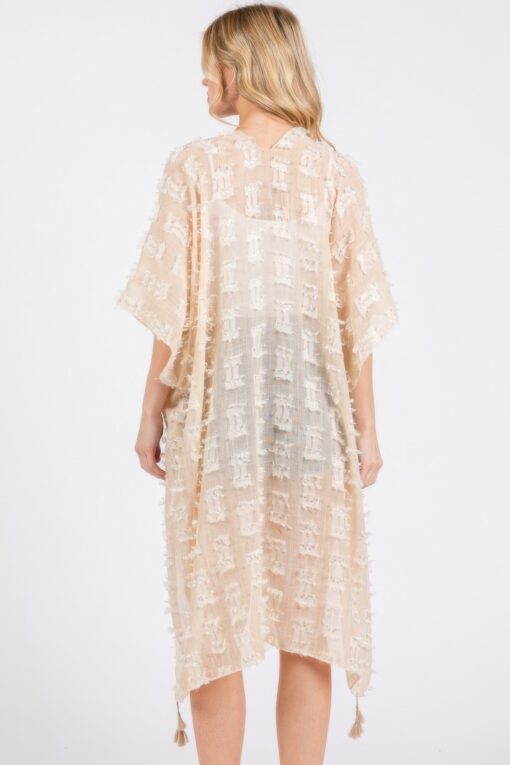 Distressed Pattern Tassel Kimono - Image 5