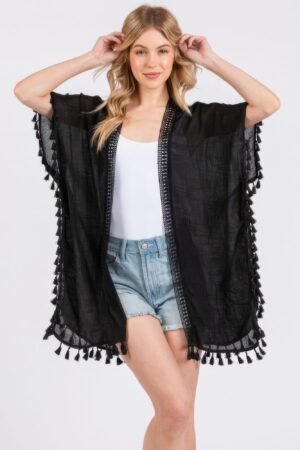 Crochet And Tassel Trim Cover Up Crochet And Tassel Trim Cover Up