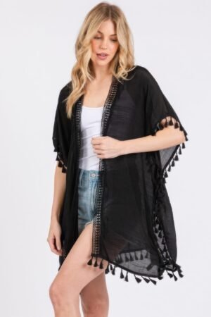 Crochet And Tassel Trim Cover Up Crochet And Tassel Trim Cover Up