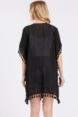 Crochet And Tassel Trim Cover Up Crochet And Tassel Trim Cover Up