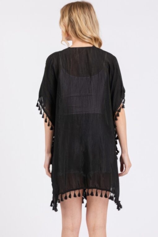 Crochet And Tassel Trim Cover Up - Image 6