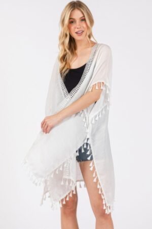 Crochet And Tassel Trim Cover Up Crochet And Tassel Trim Cover Up