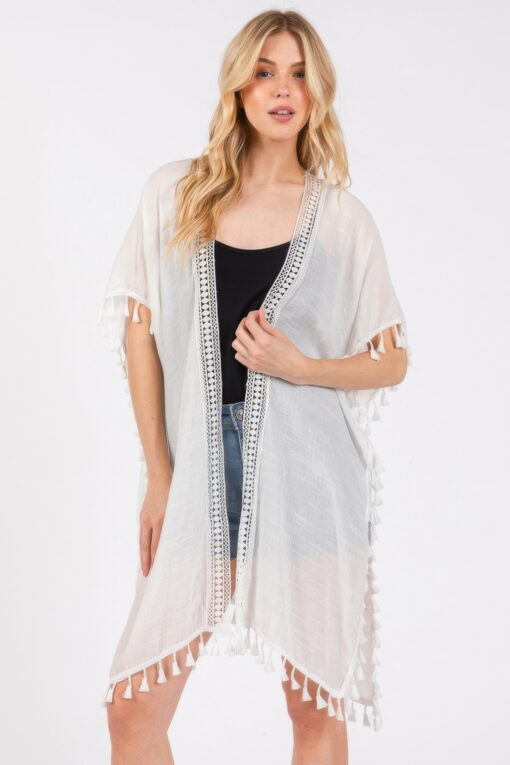 Crochet And Tassel Trim Cover Up - Image 8