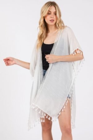 Crochet And Tassel Trim Cover Up Crochet And Tassel Trim Cover Up