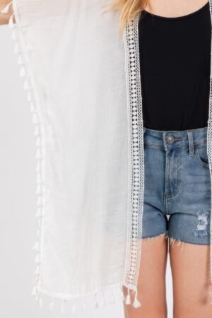 Crochet And Tassel Trim Cover Up Crochet And Tassel Trim Cover Up