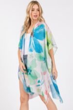 Watercolor Flower Print Kimono - Image 4
