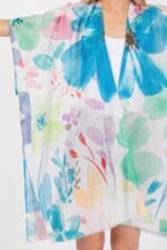 Watercolor Flower Print Kimono - Image 5