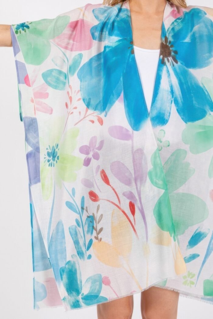 Watercolor flower print kimono - image 5