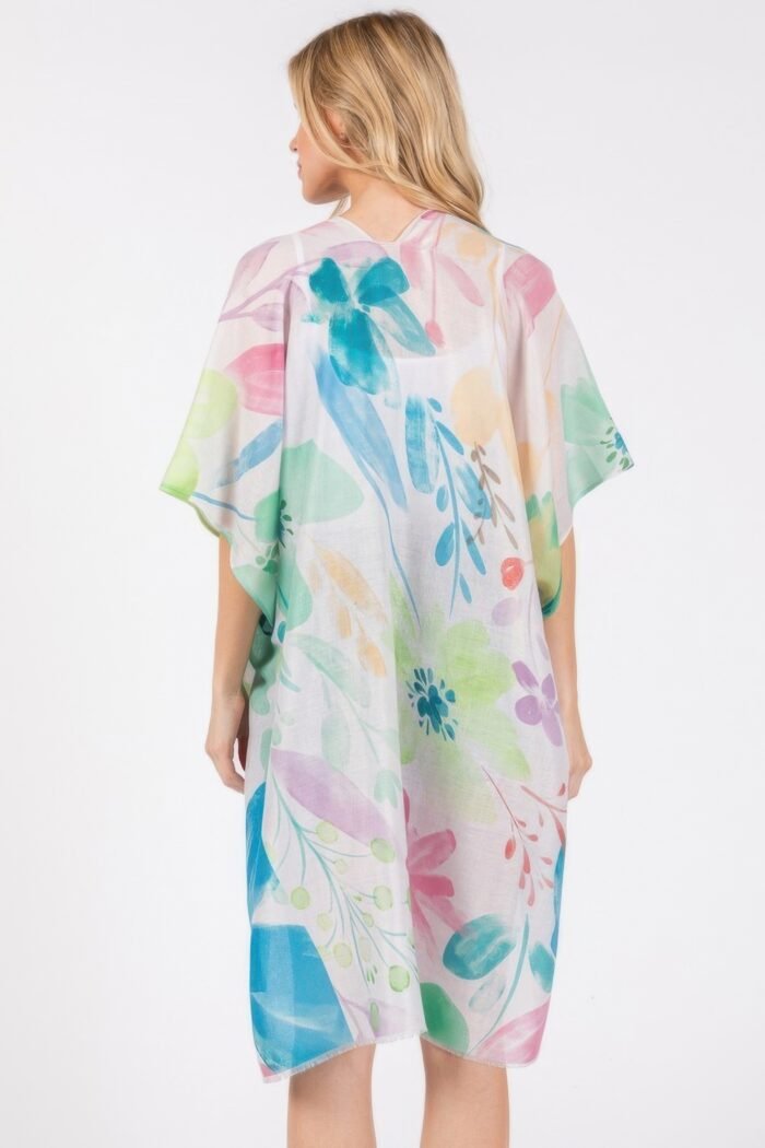 Watercolor flower print kimono - image 7