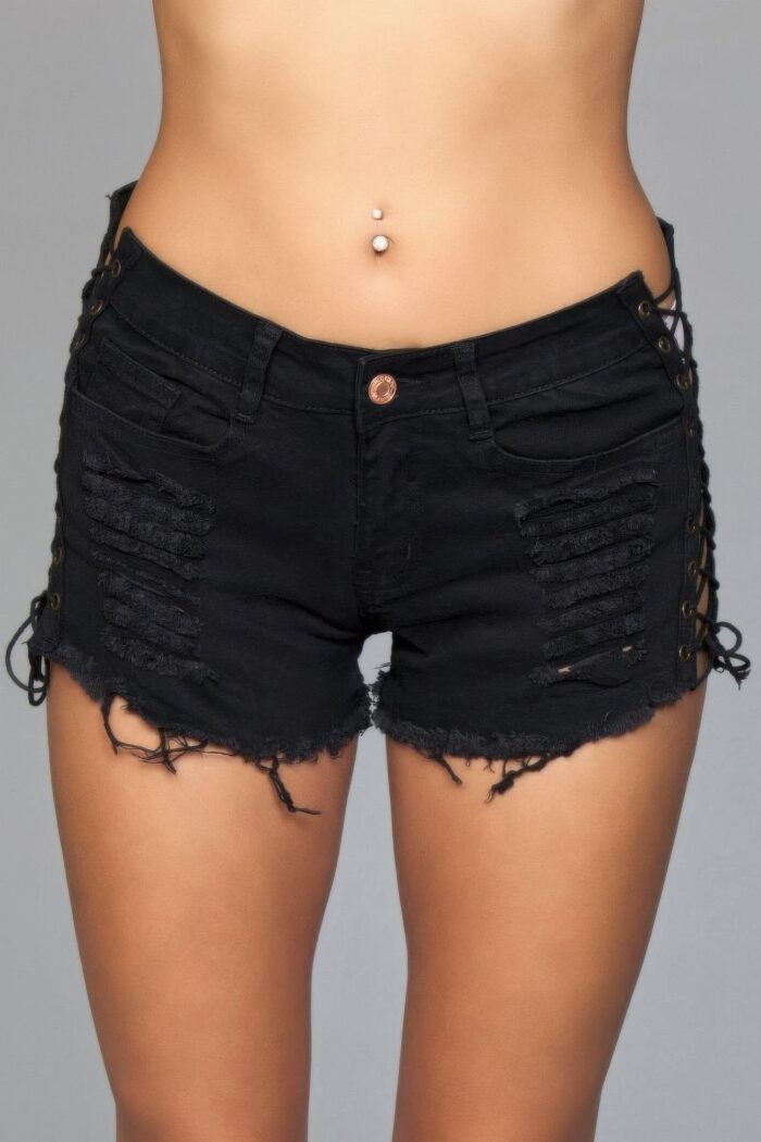 Looped in distressed shorts