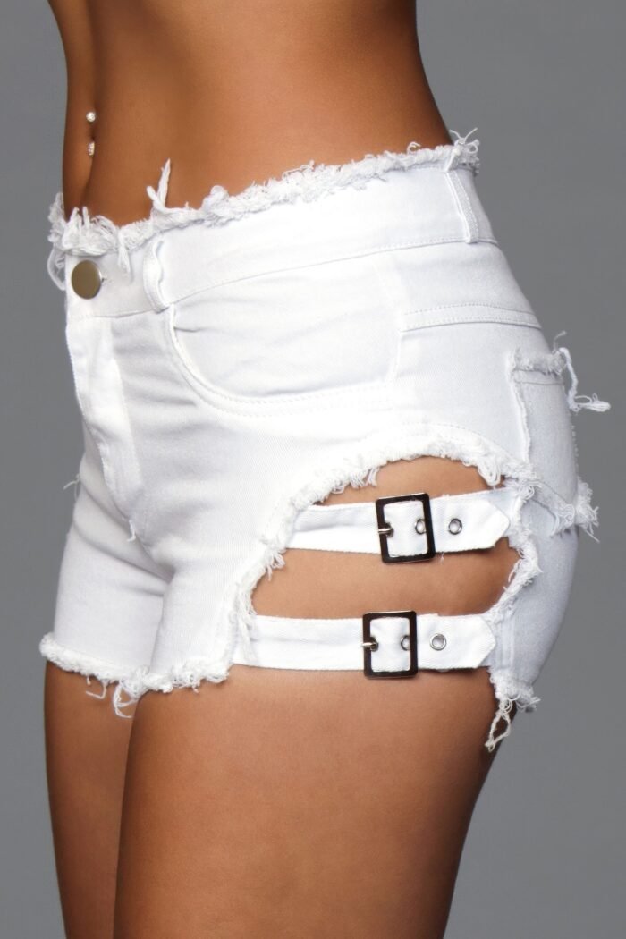 Buckled down denim shorts