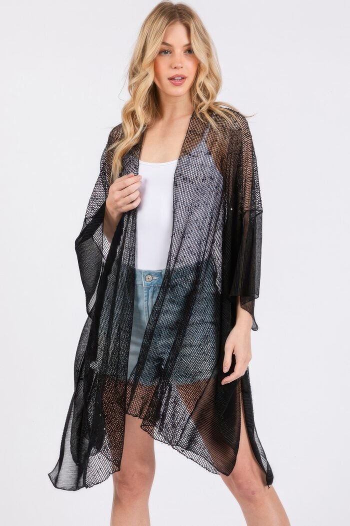 Embellished sequin mesh cover up