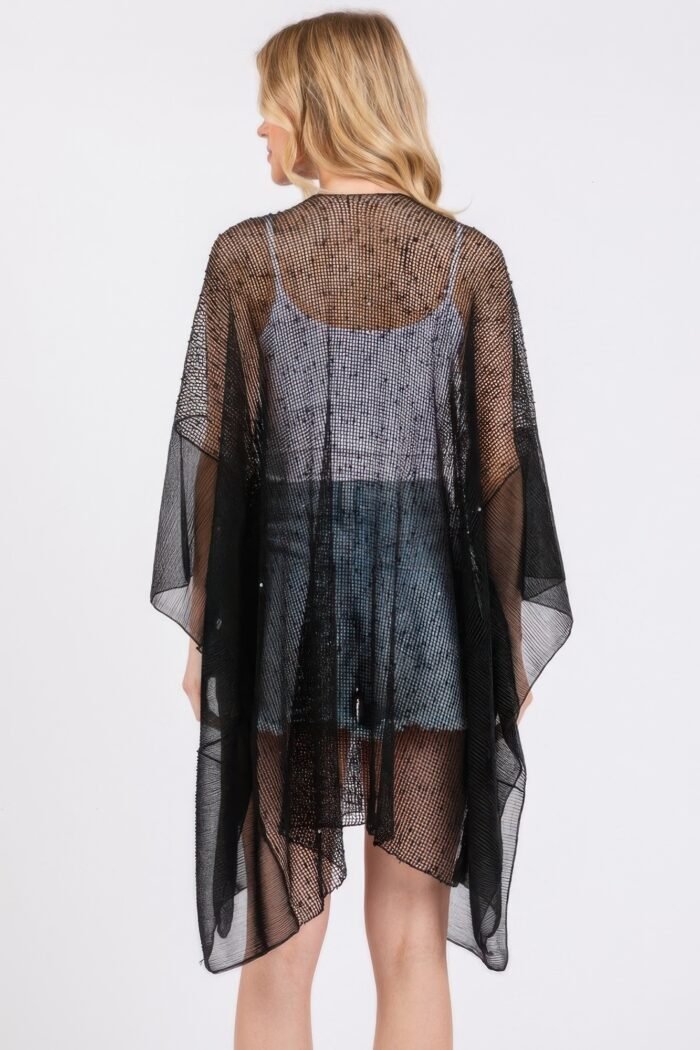Embellished sequin mesh cover up