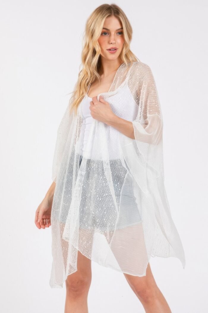 Embellished sequin mesh cover up