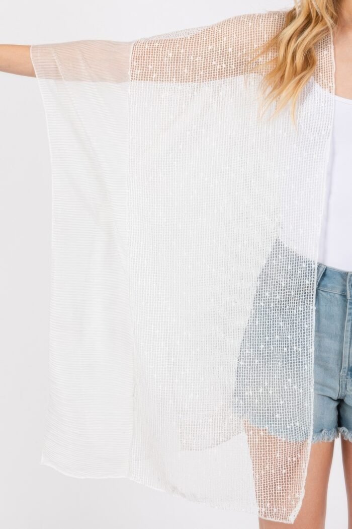 Embellished sequin mesh cover up