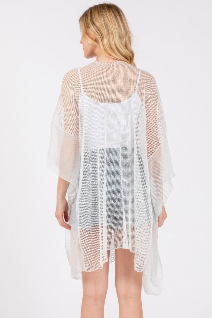 Embellished sequin mesh cover up