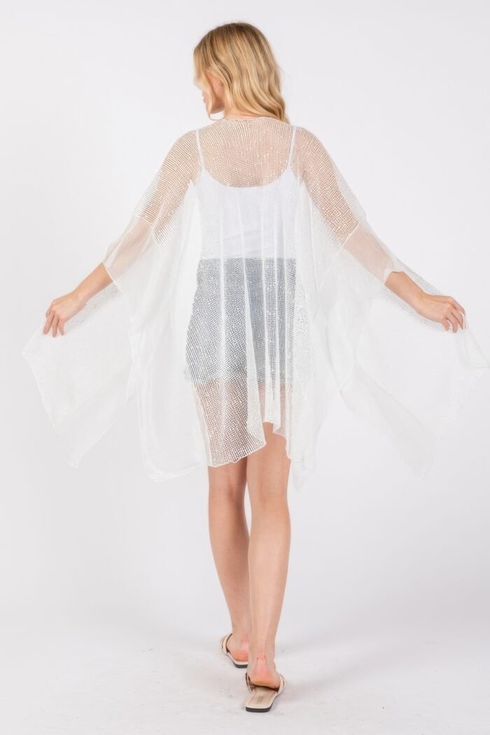 Embellished sequin mesh cover up