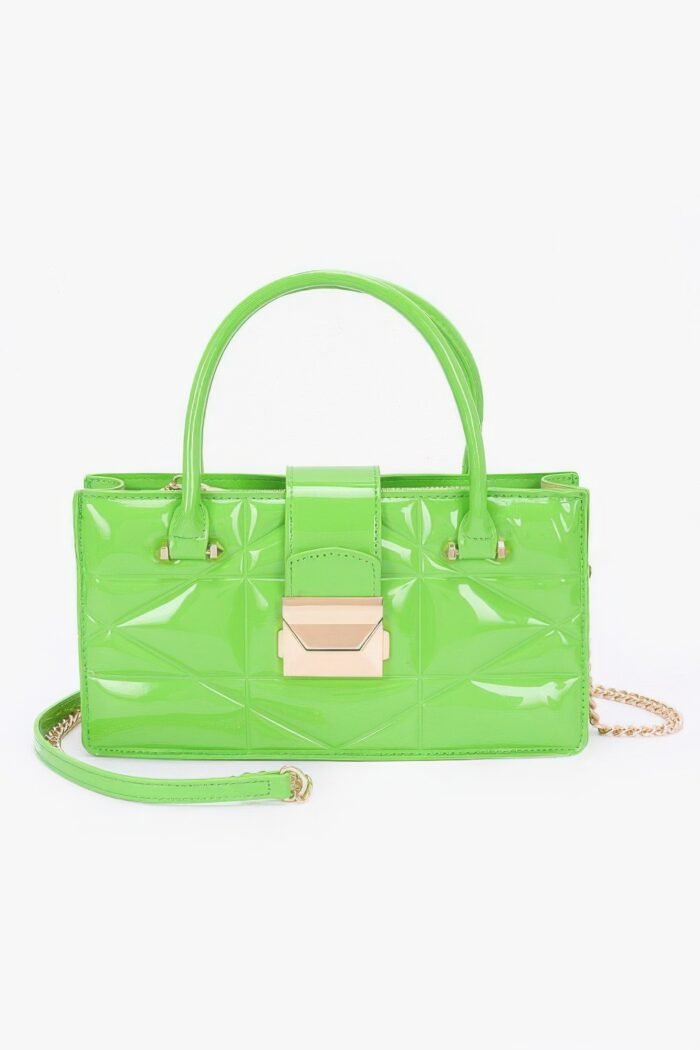 Embossed enamel handle clutch