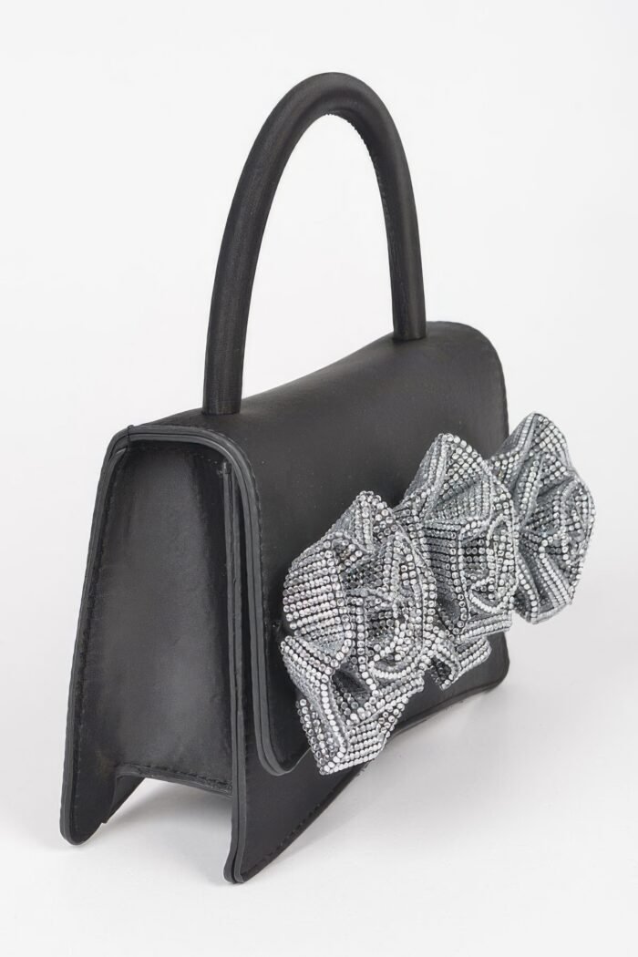 Faux leather rhinestone hot fix flower bag