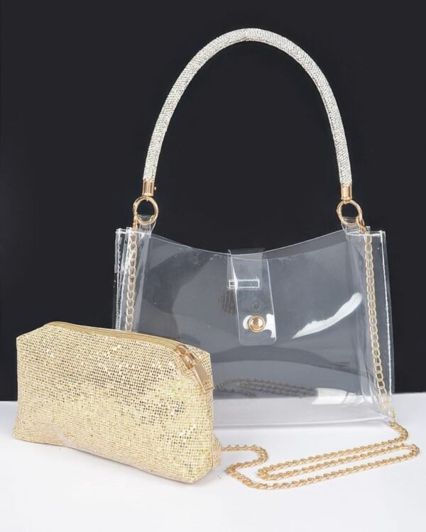 Clear Small Hobo Bag W/rhinestone Handle