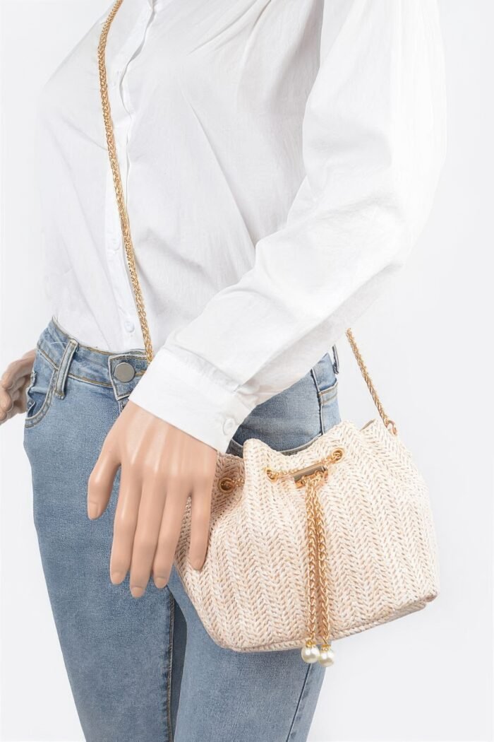 Faux straw bucket crossbody bag - image 2