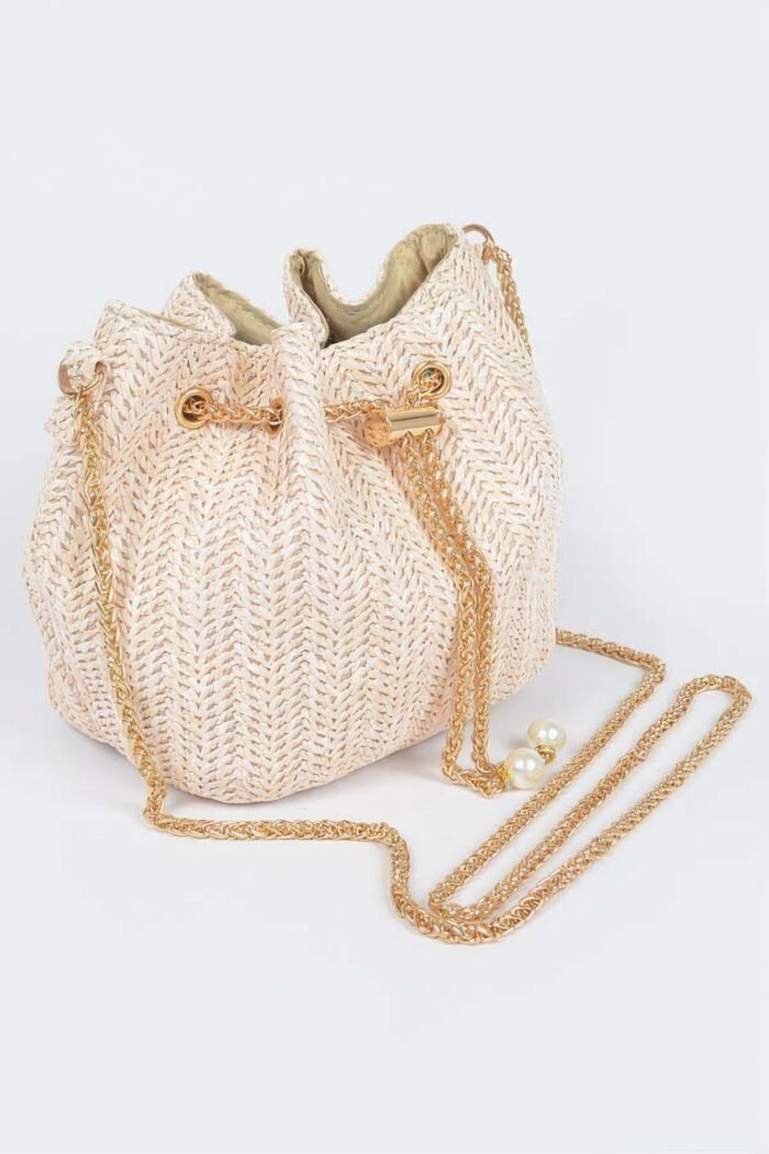 Faux straw bucket crossbody bag - image 3