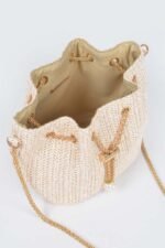 Faux Straw Bucket Crossbody Bag - Image 4