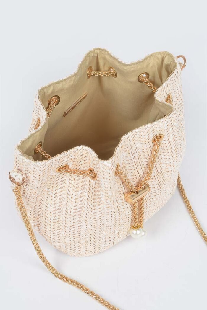 Faux straw bucket crossbody bag - image 4
