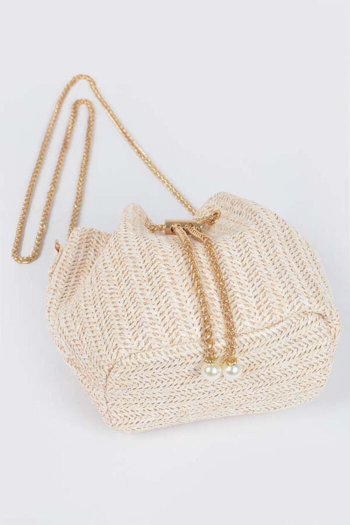 Faux straw bucket crossbody bag - image 5