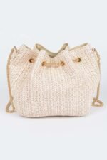 Faux Straw Bucket Crossbody Bag - Image 6