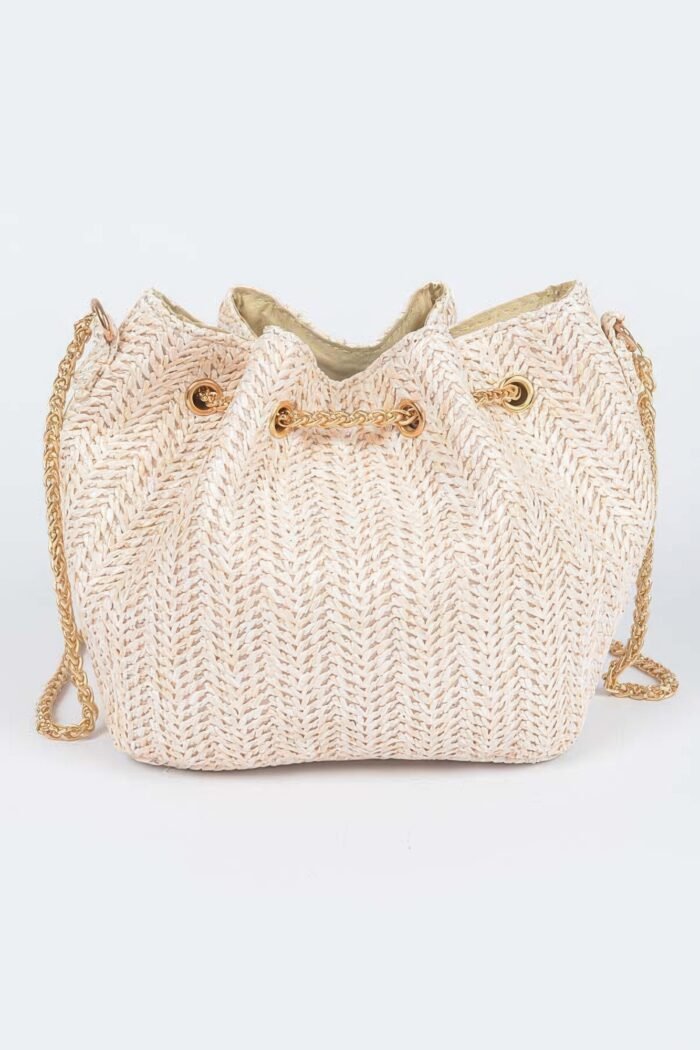 Faux straw bucket crossbody bag - image 6