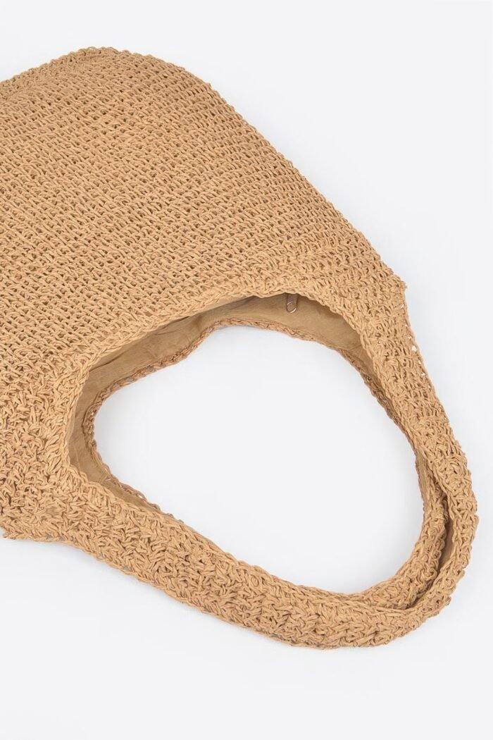 Faux straw hobo bag