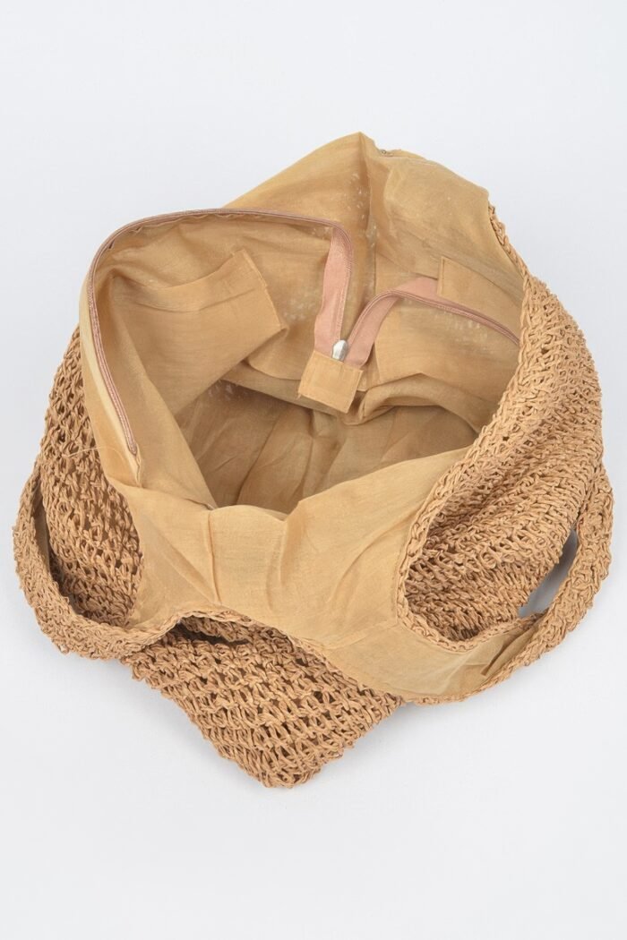 Faux straw hobo bag